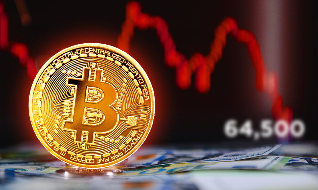 Bitcoin price goes down to $64500