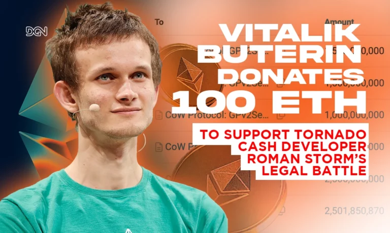 Vitalik Buterin Donates 100 ETH to Support Tornado Cash Developer Roman Storm’s Legal Battle